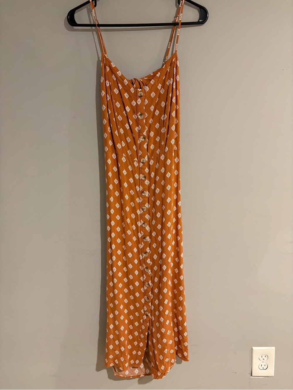 Aéropostale Rust Orange Button Front Maxi Dress Women’s M Open Back Boho